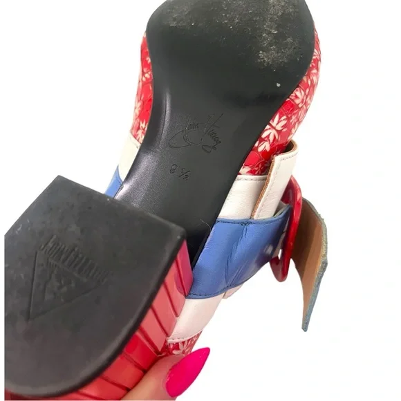 John Fluevog Red Floral Felicity Vintage Inspired Mary Janes Sz 9.5 (No BOX) - Picture 6 of 13